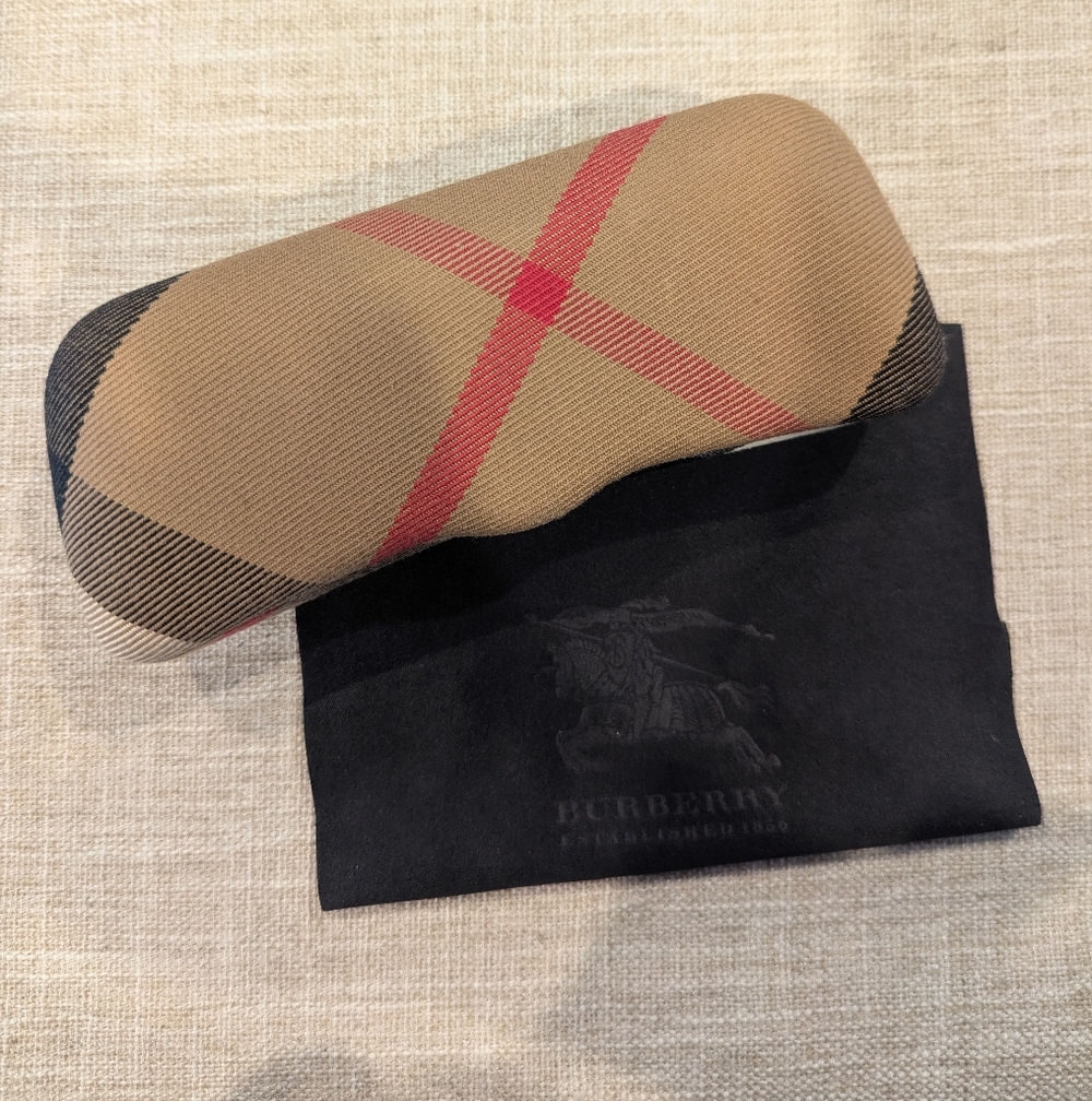 Burberry Tan and Red Checkered Eyeglass Case